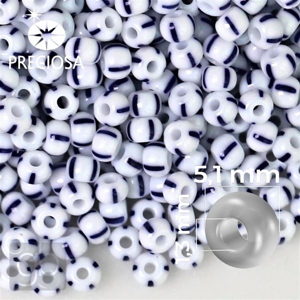 Preciosa STRIPED Wei� Blau 4/0 5,1 mm 03330 50 g