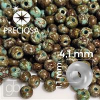 Preciosa Rocailles 6/0 4,1 mm Türkis Travertin 69130 50 g