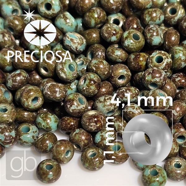Preciosa Rocailles 6/0 4,1 mm T�rkis Travertin 69130 50 g