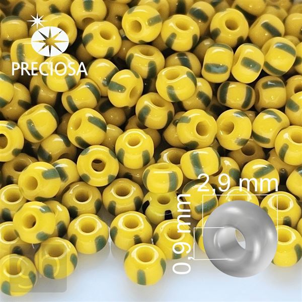Preciosa STRIPED 8/0 2,9 mm Gelb Gr�n 83520 50 g