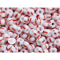 Preciosa STRIPED 8/0 2,9 mm Weiß Rot 03890 50 g