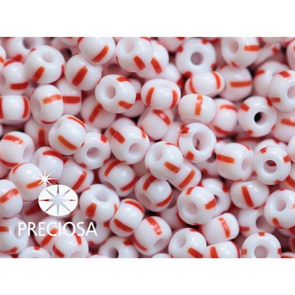 Preciosa STRIPED 8/0 2,9 mm Wei� Rot 03890 50 g