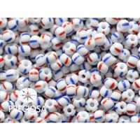Preciosa STRIPED 8/0 2,9 mm Weiß Rot Blau 03930 50 g