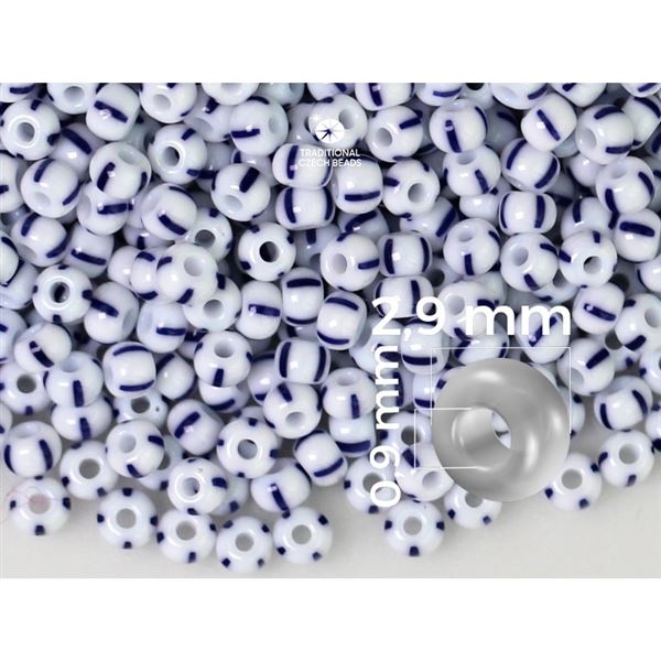 Preciosa STRIPED 8/0 2,9 mm Wei� Blau 03330 50 g