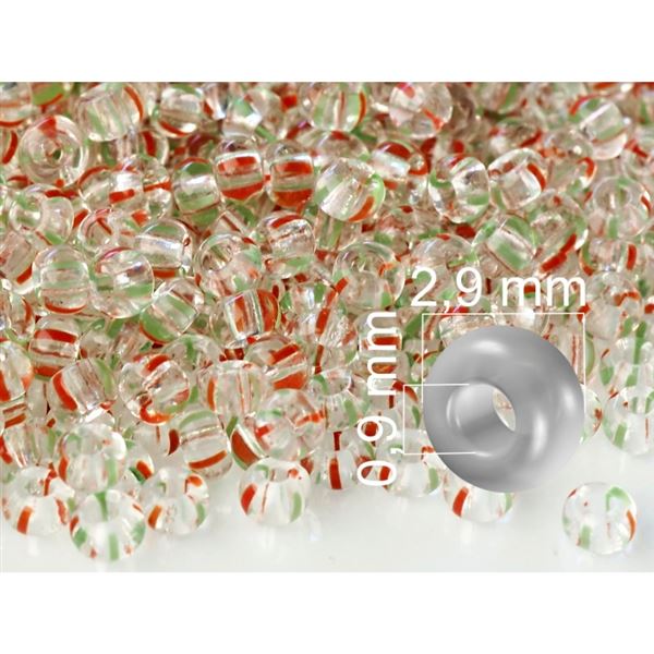 Preciosa STRIPED 8/0 2,9 mm Klar Rot Gr�n 00950 50 g