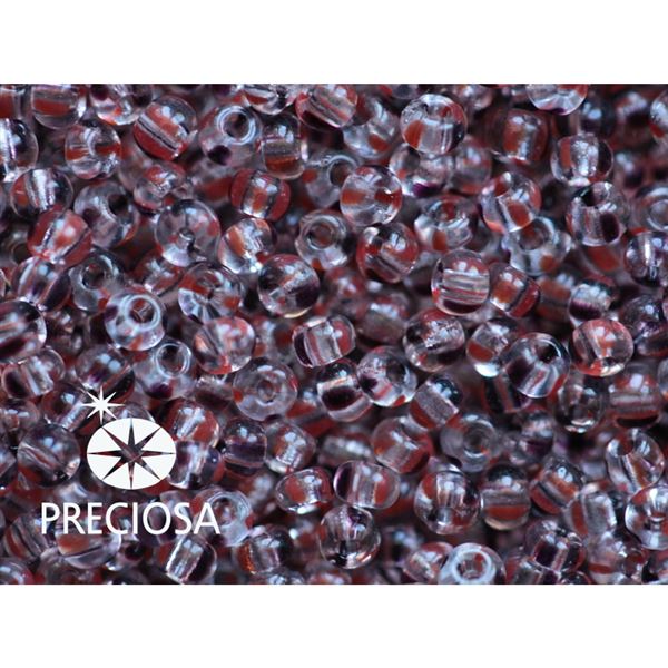 Preciosa STRIPED 8/0 2,9 mm Klar Rot Schwarz 00980 50 g