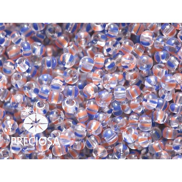 Preciosa STRIPED 8/0 2,9 mm Klar Rot Blau 00930 50 g