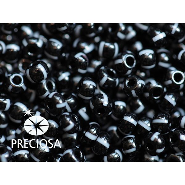Preciosa STRIPED 8/0 2,9 mm Schwarz Wei� 23300 50 g
