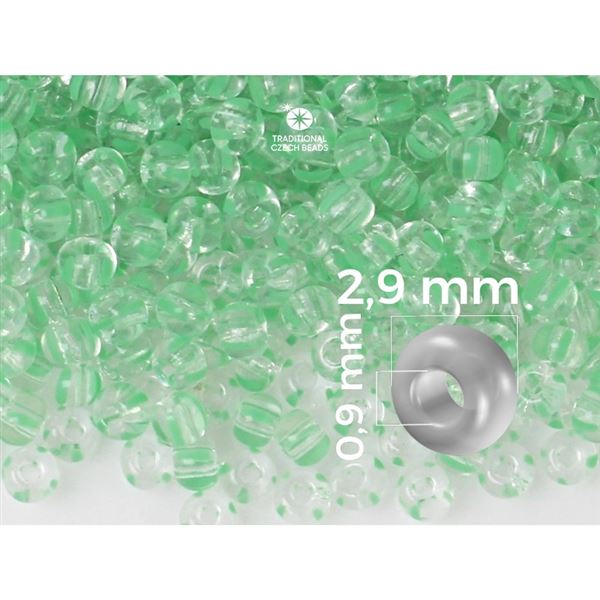 Preciosa STRIPED 8/0 2,9 mm Klar Gr�n 00850 50 g