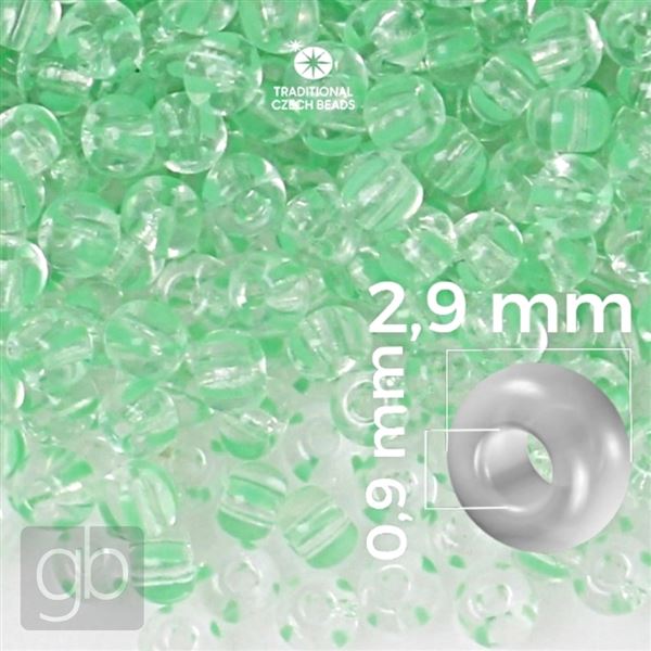 Preciosa STRIPED Rocailles 9/0 2,6 mm Gr�n Klar 00850 20 g