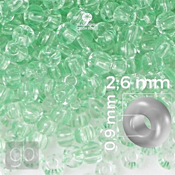 Preciosa STRIPED Rocailles 9/0 2,6 mm Grn Klar 00851 20 g