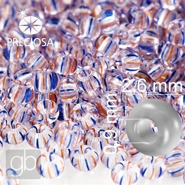 Preciosa STRIPED Rocailles 9/0 2,6 mm Rot Blau 00931 20 g