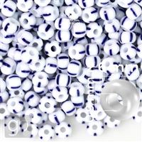 Preciosa STRIPED Rocailles 9/0 2,6 mm Blau Weiß 03330 20 g