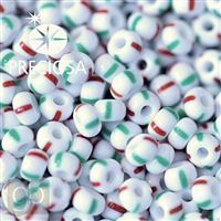 Preciosa STRIPED Rocailles 9/0 2,6 mm Rot Grün 03950 20 g