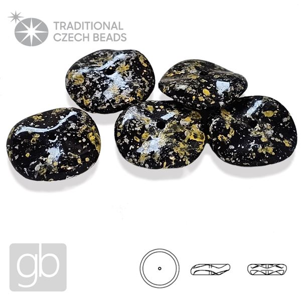 PRECIOSA RIPPLE 23980-45701 Schwarz Gelb Silber 12 mm 5 Stk