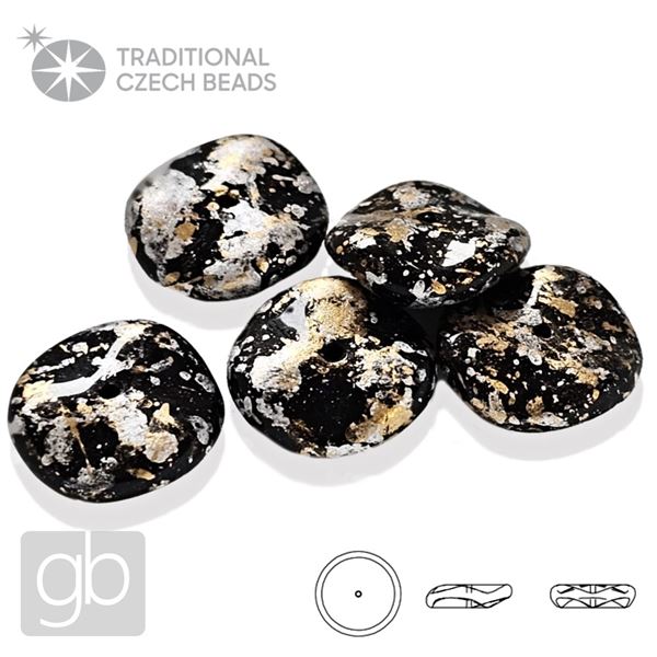 PRECIOSA RIPPLE 23980-45704 Schwarz Silber Gold 12 mm 5 Stk