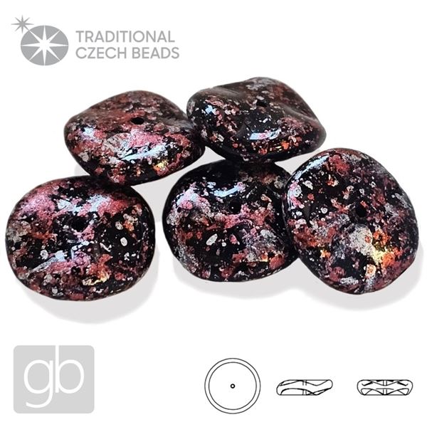 PRECIOSA RIPPLE 23980-45708 Schwarz Silber Pink 12 mm 5 Stk