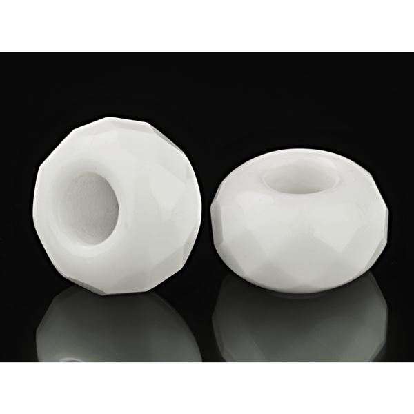 Perlen Shamballa 13x7 mm (Loch 5 mm) Wei� SAM034