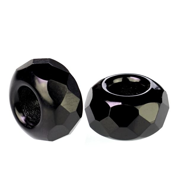 Perlen Shamballa 13x7 mm (Loch 5 mm) Schwarz SAM052