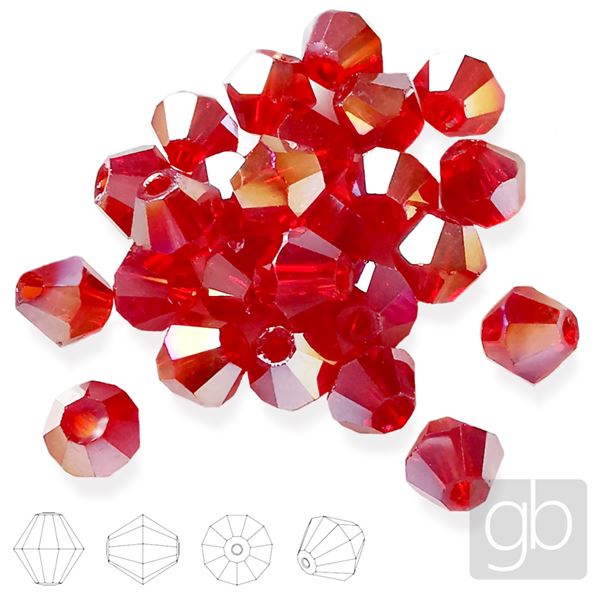 Glasschliffperle Bicone 3 mm Rot AB SL_F3_31