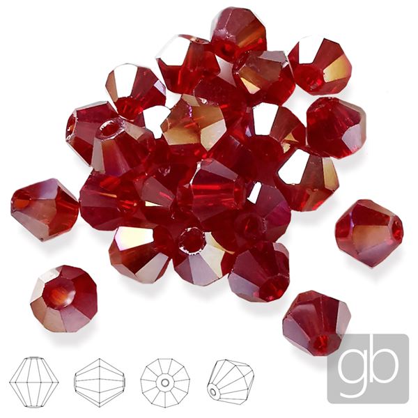 Glasschliffperle Bicone 3 mm Rot AB SL_F3_33