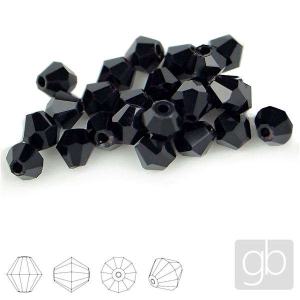 Glasschliffperle Bicone 3 mm Schwarz SL_F3_34