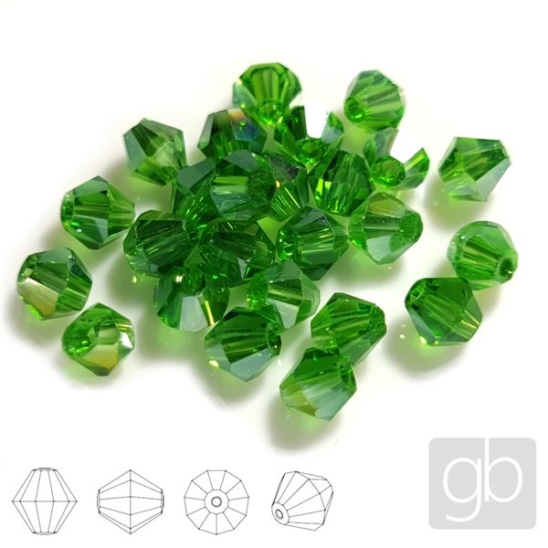 Glasschliffperle Bicone Gr�n 4 mm 25 Stck. SL_F4_102