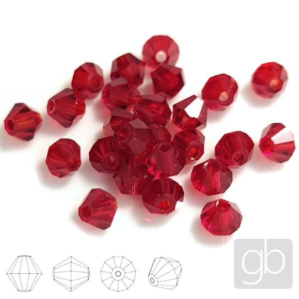 Glasschliffperle Bicone 4 mm 25 Stck. Rot SL_F4_106