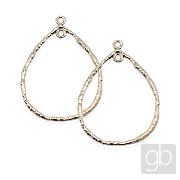 Verbindungsteil geh�mmerter Tropfen 42 x 30 mm 2 Stk. Hellgold