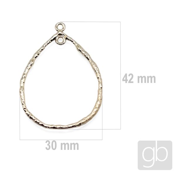 Verbindungsteil geh�mmerter Tropfen 42 x 30 mm 2 Stk. Hellgold