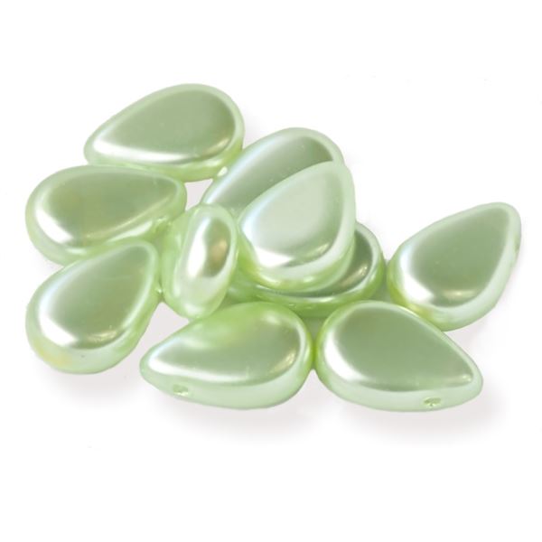 Vachsperlen Rei�en  10 Stck. Gr�n 12 x 8 mm V0006
